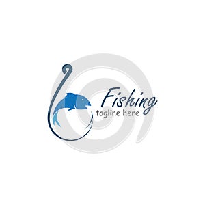 Fishing Logo, Fish And Hook Logo Template photo