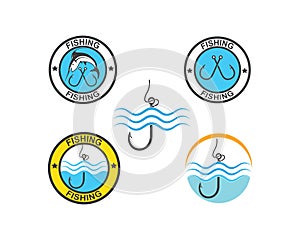 fishing logo icon badge vector illustration