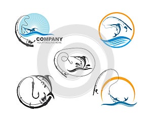 fishing logo icon badge vector illustration