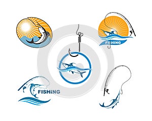 fishing logo icon badge vector illustration