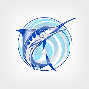 Fishing logo template - Blue marlin vector sign. photo