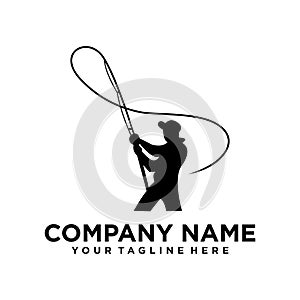 Fishing logo vector design silhouette