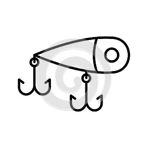 Fishing lure icon. Barbed fish hook. Fishing tackle