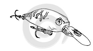 Fishing lure plug crankbait on white background