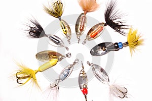 Fishing lures in a circle