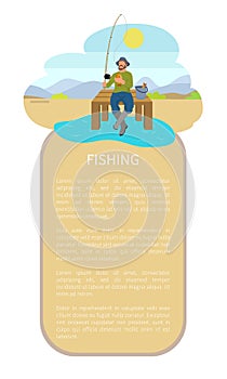 Fishing Man on Lake or Riverside Back Flat Poster