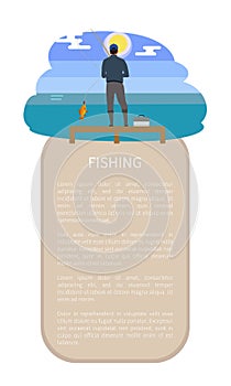 Fishing Man with Perch Fish Catch on Rod Poster