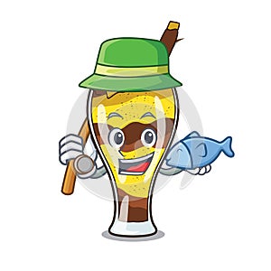 Fishing mangonada fruit mascot cartoon