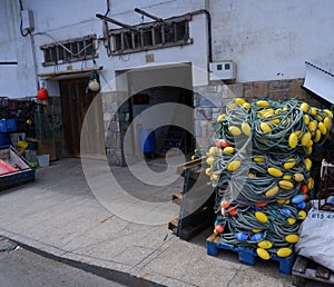 Fishing and nautical objects in the harbor