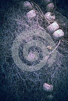 Fishing net background, artistic toned