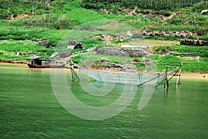 Fishing net at the bank of Yangtze river