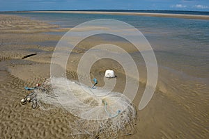 Fishing net on the beach of Atins, Brazil