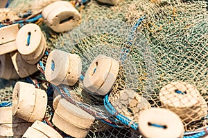 Fishing net with floats. Fisheries. Bali