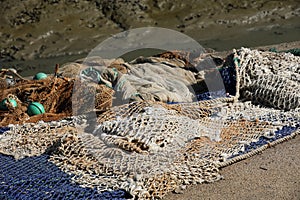 Fishing net in the harbor photo