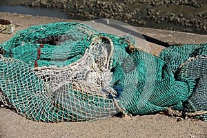 Fishing net in the harbor photo