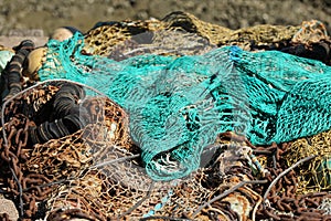 Fishing net in the harbor photo