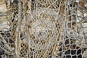 A fishing net hung for drying