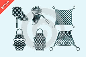 fishing net icon design vector flat isolated illustration
