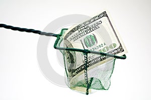 Fishing net with money conceptual photo