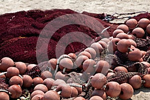 Fishing net on shore in Greek Harbour