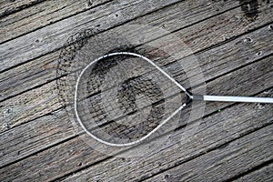 Fishing net on the wooden pier