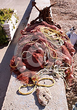 Fishing Net, Xirokampos, Leros, Dodecanese, Greece, Europe