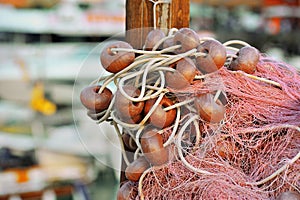 Fishing nets with buoy in the port