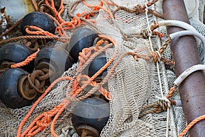 Fishing nets with chains and ropes