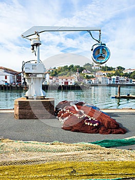 Fishing nets, cranes & port at Saint Jean De Luz, Basque Country