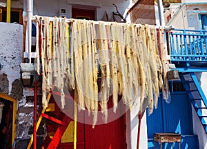Fishing nets in Klima. Milos Island, Greece. photo
