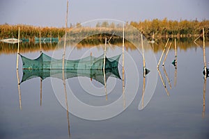 fishing nets in the lake