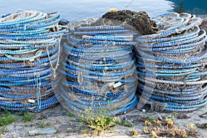 Fishing nets on the port quay.