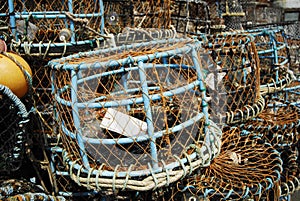 Fishing nets and sea ropes in the port.