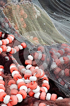 Fishing nets stacked