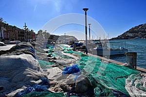 Fishing nets and tackle in port of Andratx