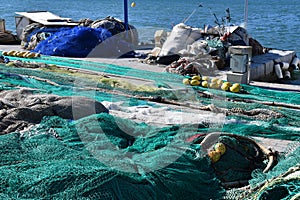 Fishing nets and tackle in port of Andratx