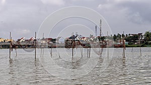 Fishing nets on the Thu Bon River, Hoi An, Vietnam.