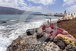 Fishing nets in the village Caleta de Sebo on La Graciosa