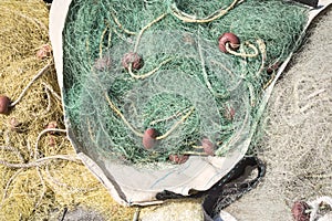 Fishing nets on the waterfront after fishing day