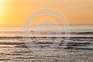 Fishing Paddler Kayak Ocean Sunrise