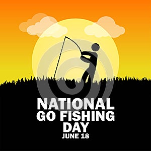 Fishing Person Silhouette Vector Icon. National Go Fishing Day design concept, suitable for social media post templates, posters,