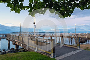 Fishing Pier along Waterfront in Tacoma WA