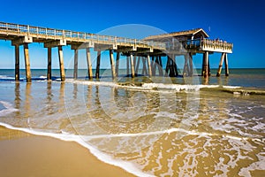 The fishing pier and Atlantic Ocean at Tybee Island, Georgia.