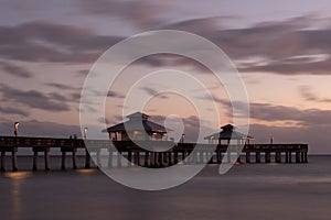 The Fishing Pier at Fort Myers Beach Florida at night just before sunset