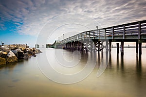 Fishing pier and jetty in Chesapeake Beach, Maryland.