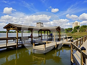 The fishing pier by the lake near Heritage Park, Winter Haven, Florida, U.S.A