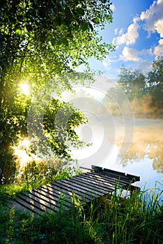 Fishing pier on river