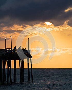 Fishing pier Sunrise Silhouette