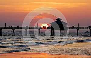 Fishing pier sunset