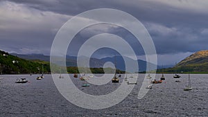 Boats, loch broom, ullapool, scotland photo